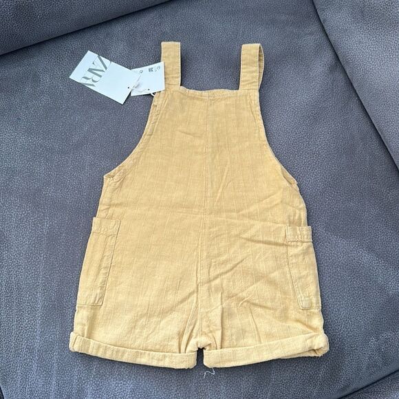 ZARA Kids | Yellow | LINEN BLEND OVERALLS - Picture 7 of 7